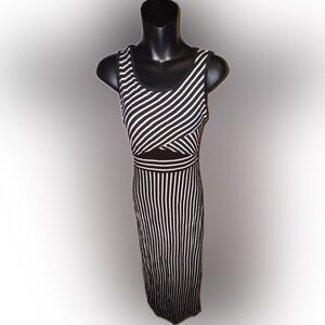 Women’s black and white striped maxi dress